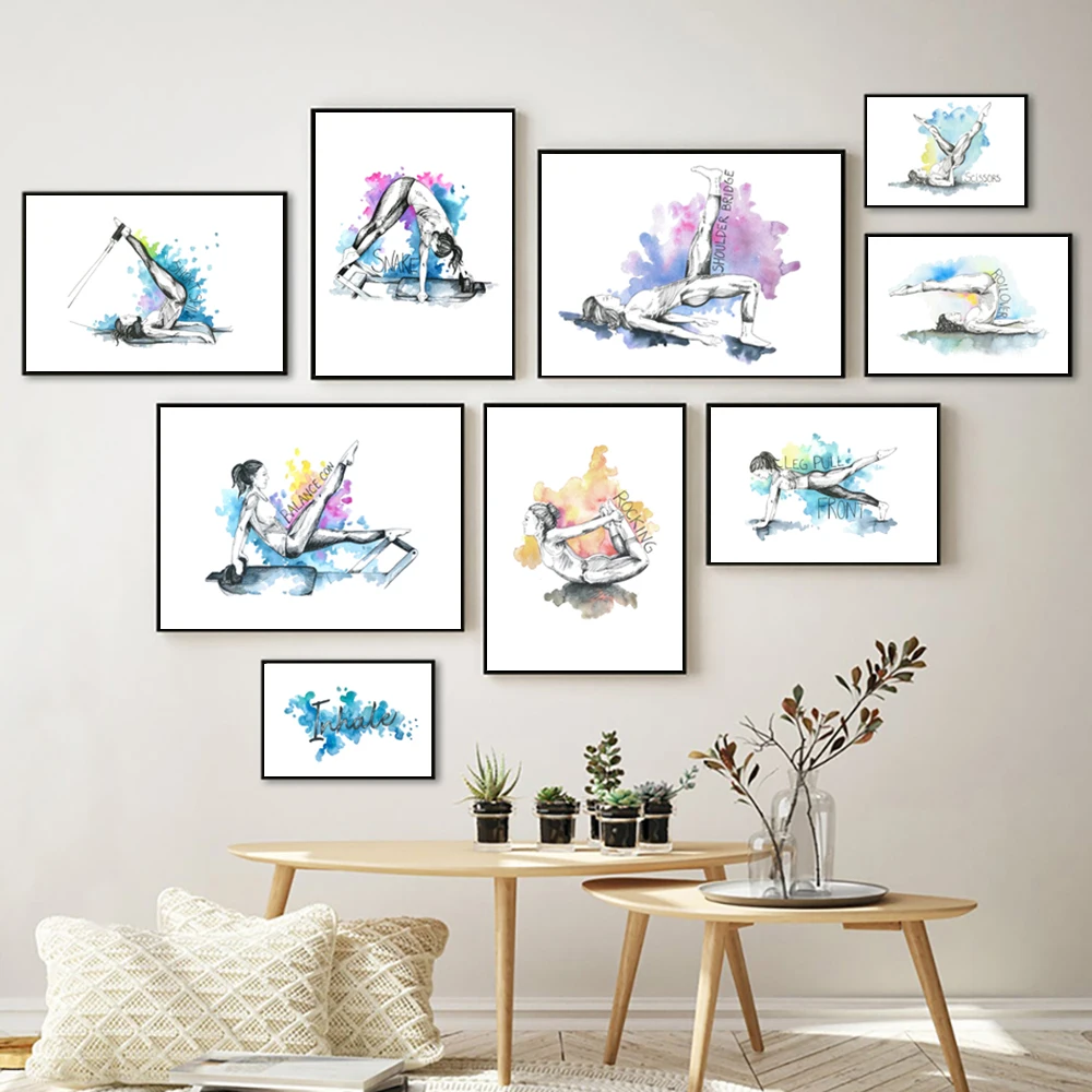 Yoga Fitness Workout - Pilates Yoga Workout Chart Art Prints