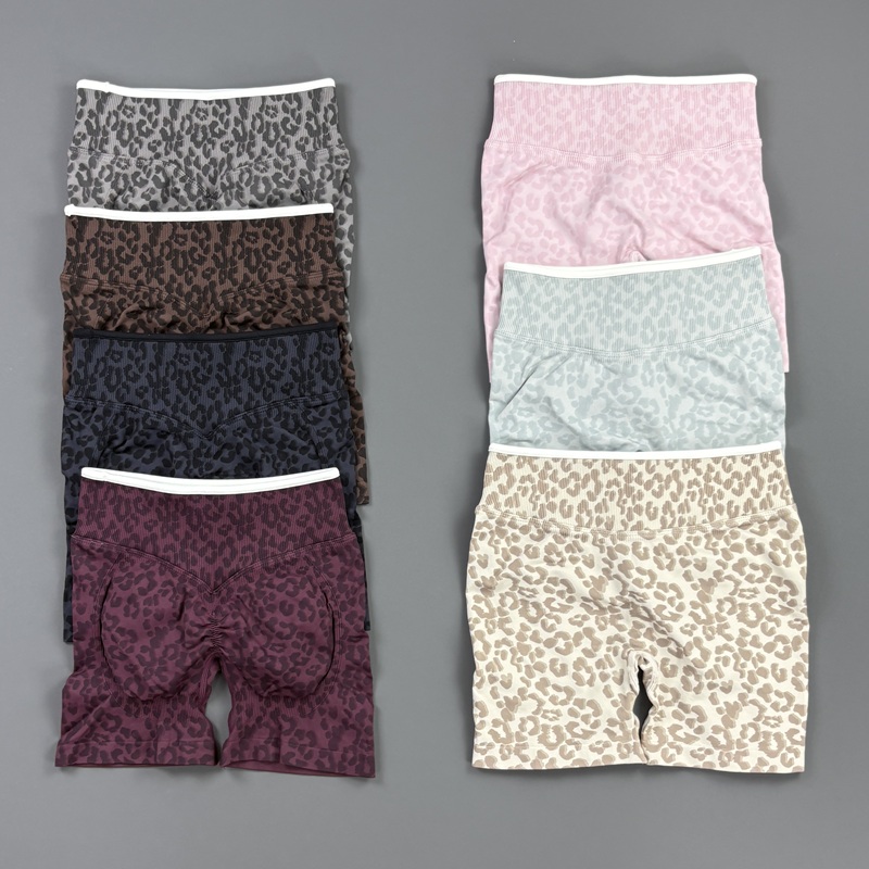Yoga Fitness Workout - HISTELLO Gym Shorts Leopard Print Women
