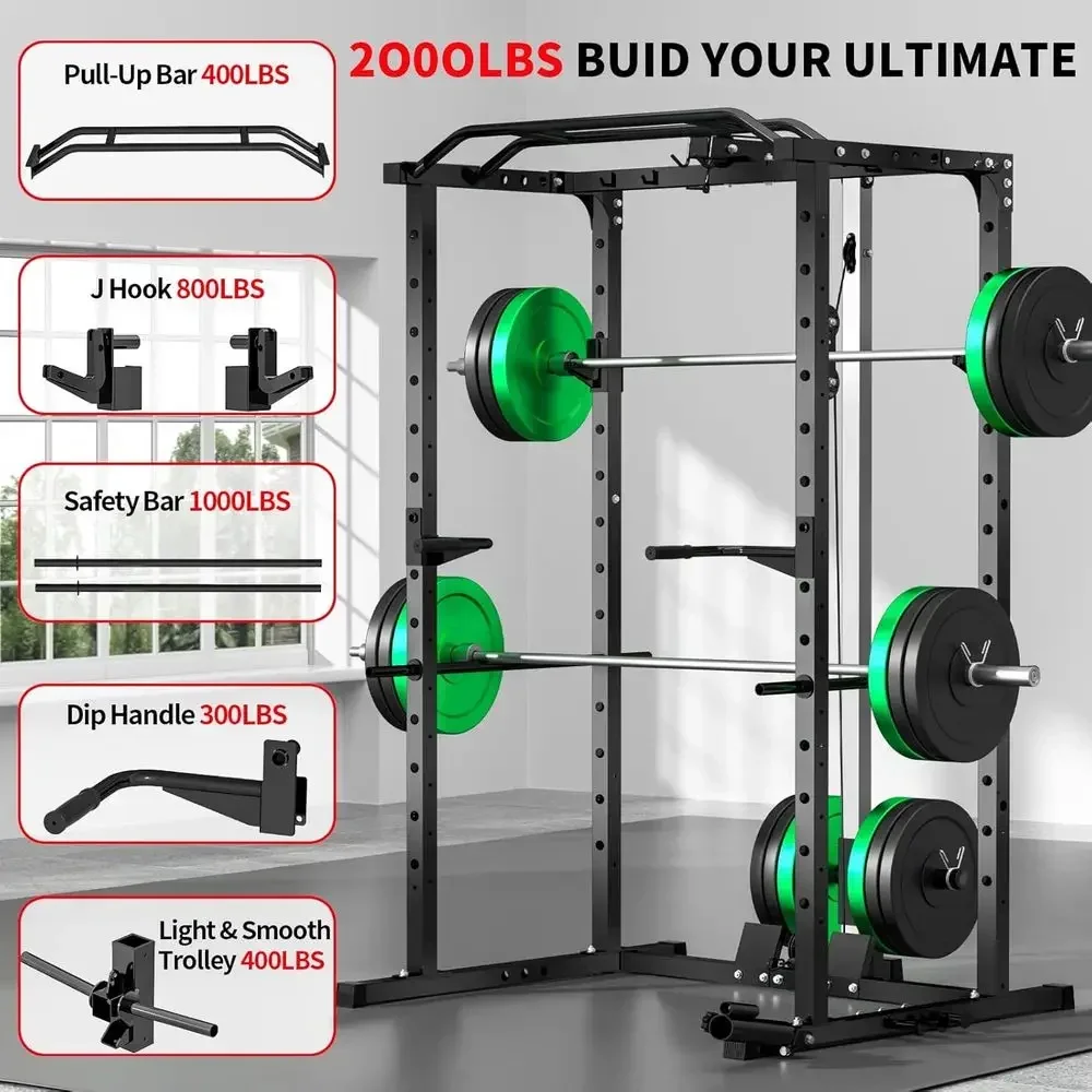 2000LBS Capacity Power Rack wi - Lat Pulldown Bar 评论和价格